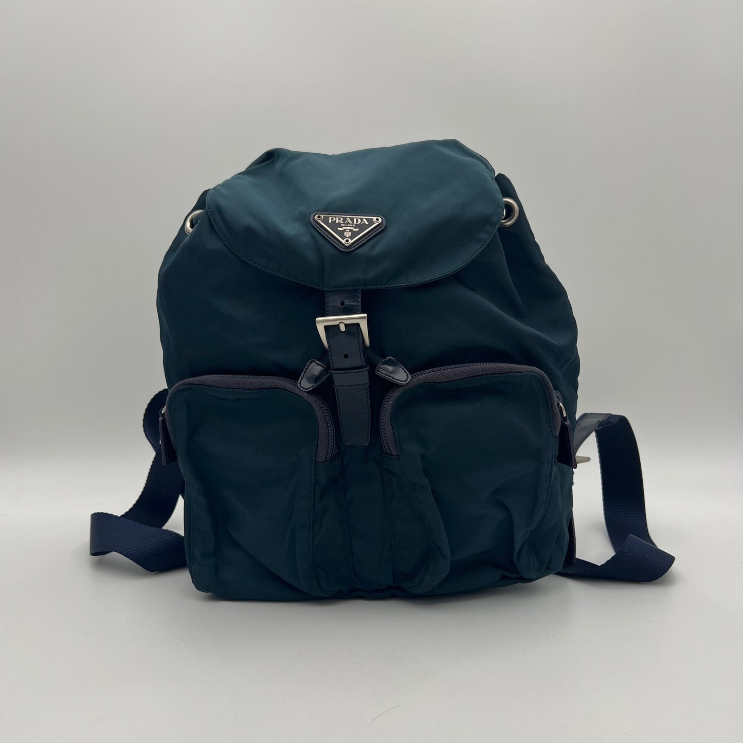 Prada Blue Green Nylon Small Backpack