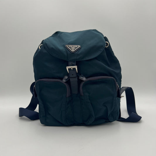 Prada Blue Green Nylon Small Backpack