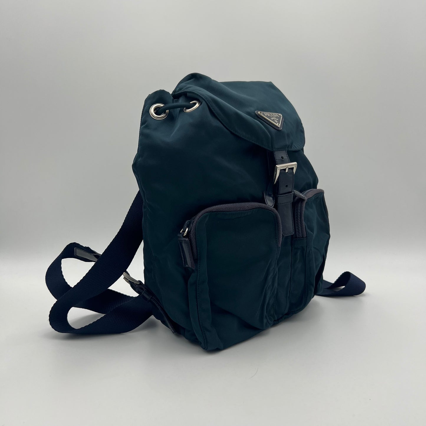 Prada Blue Green Nylon Small Backpack