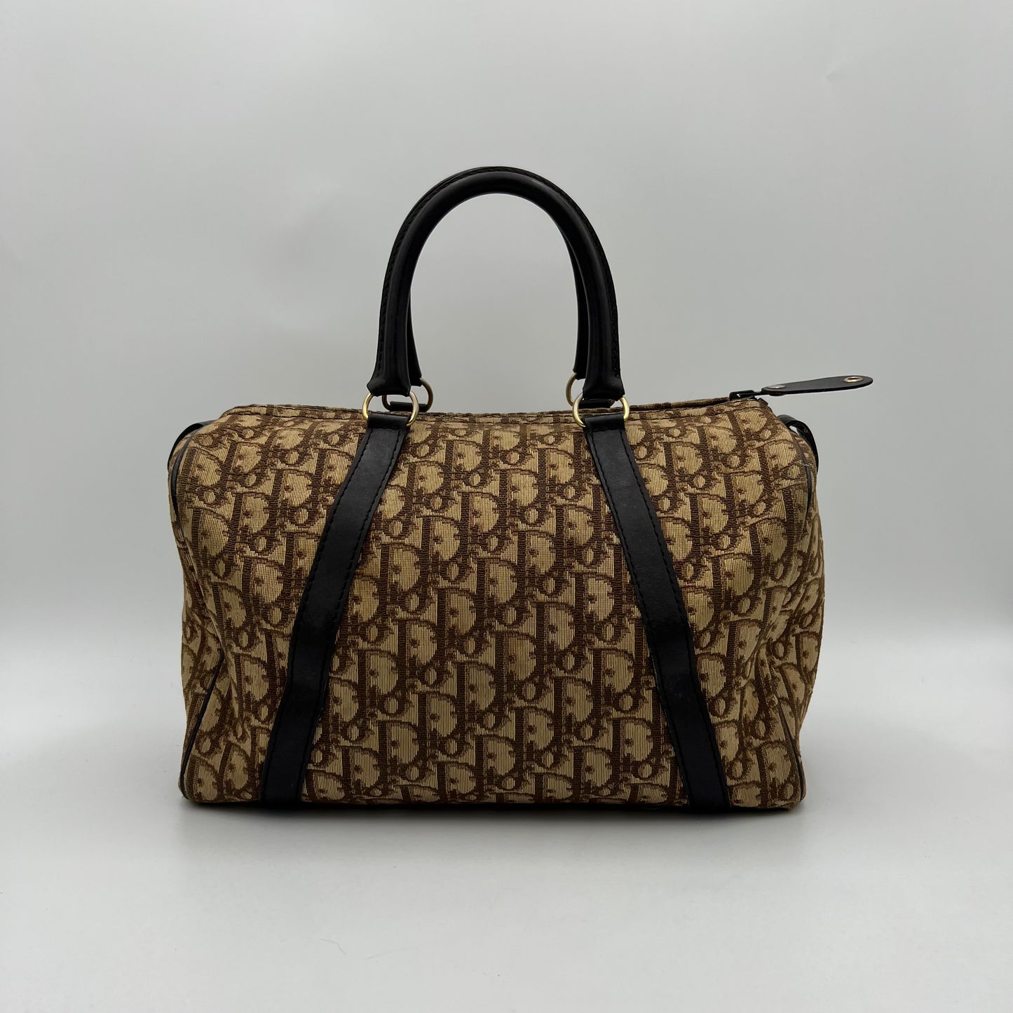 Christian Dior Vintage Brown Trotter Canvas and Leather Boston 30