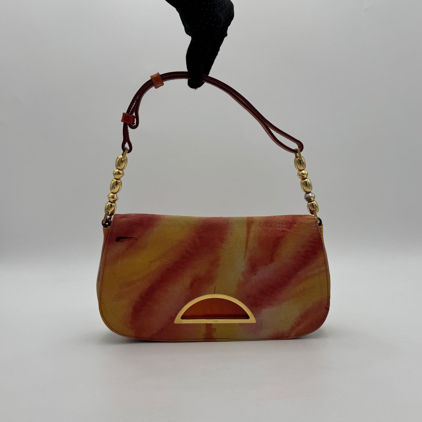 Christian Dior Orange and Red Sunset Malice Pearl Shoulder Bag GHW
