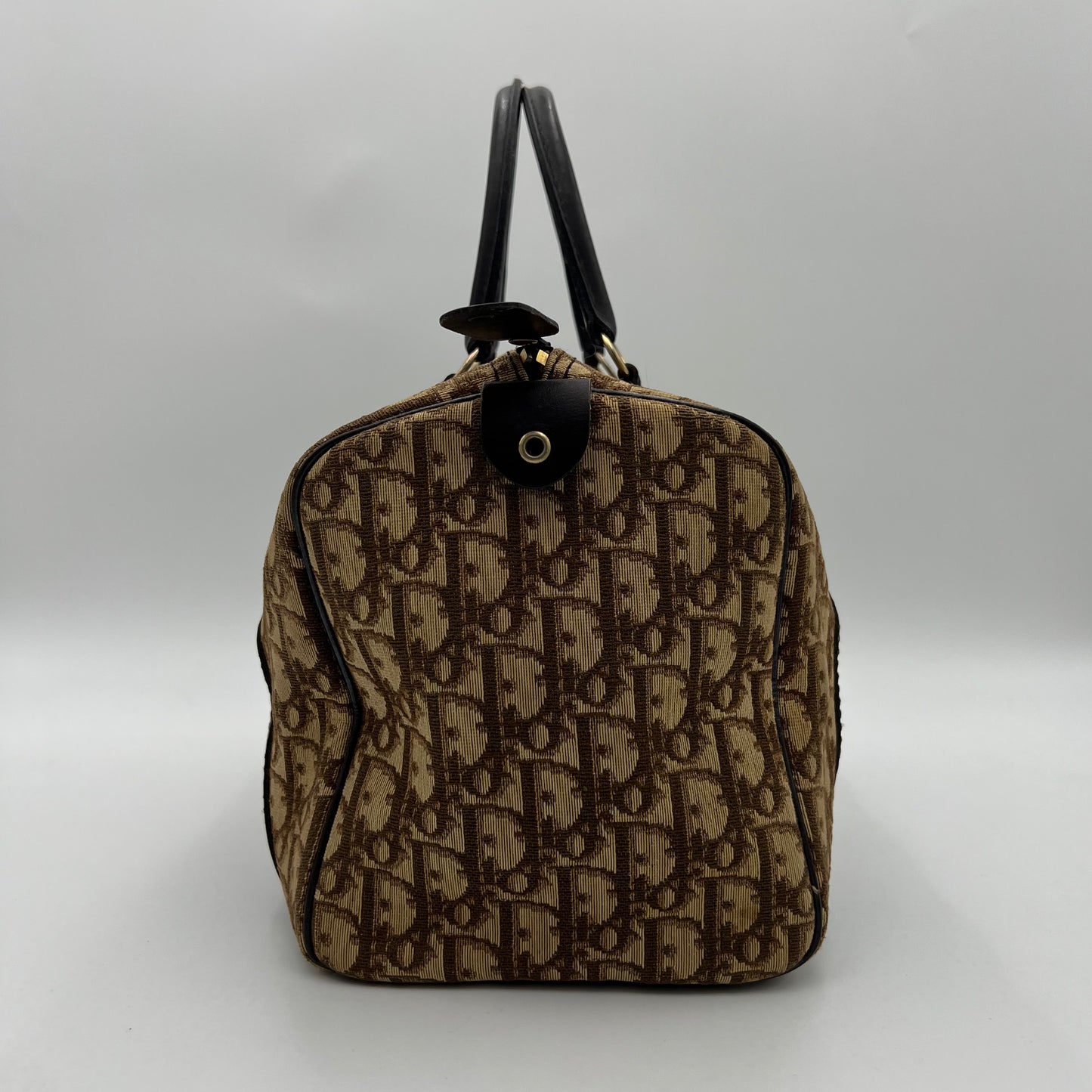 Christian Dior Vintage Brown Trotter Canvas and Leather Boston 30