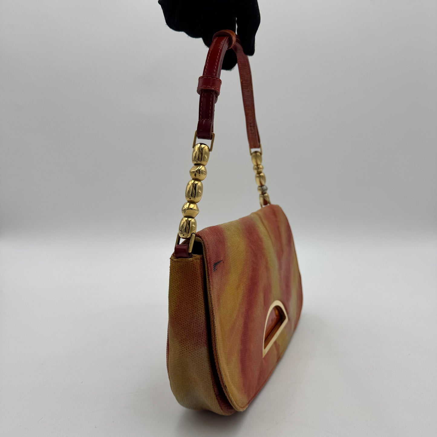 Christian Dior Orange and Red Sunset Malice Pearl Shoulder Bag GHW