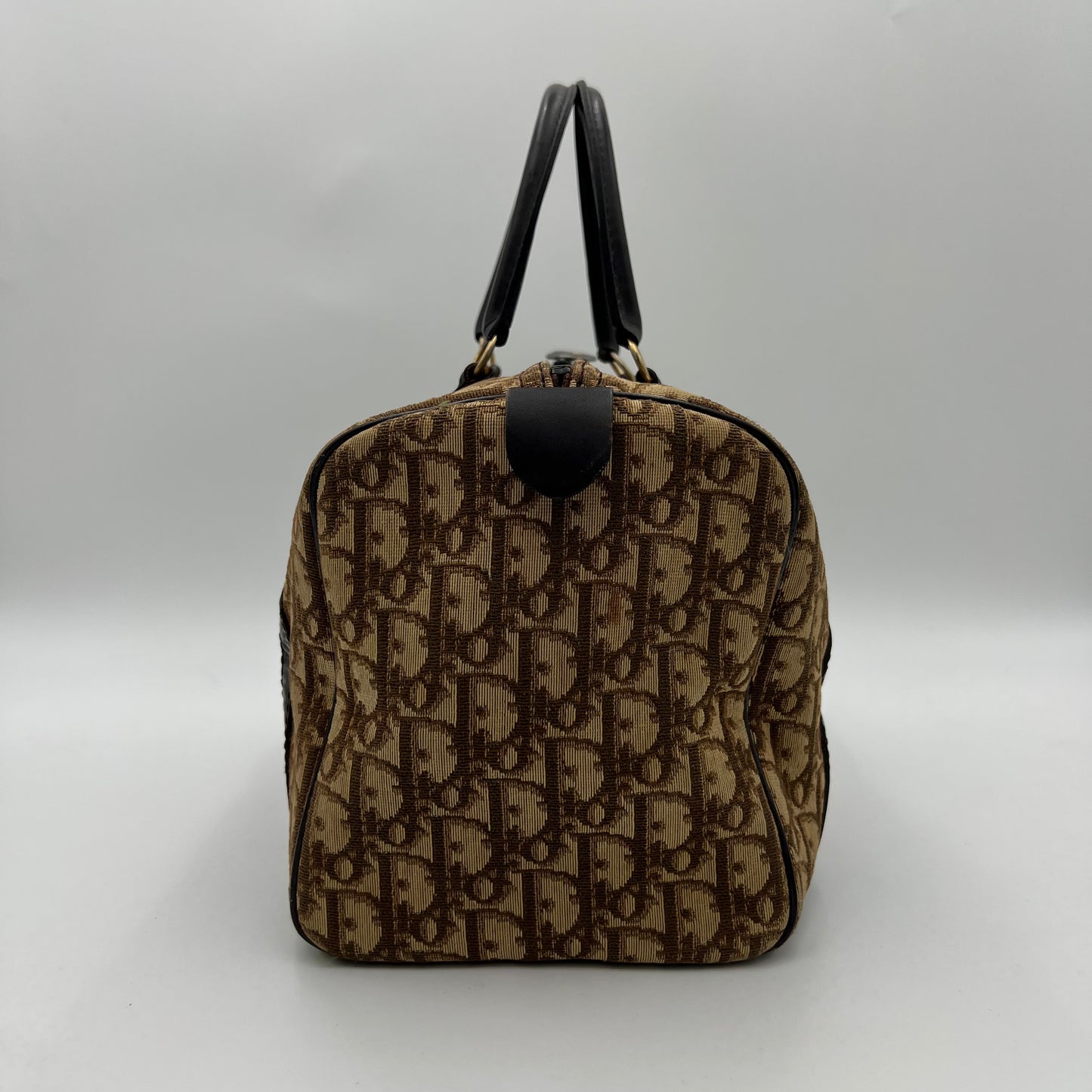 Christian Dior Vintage Brown Trotter Canvas and Leather Boston 30