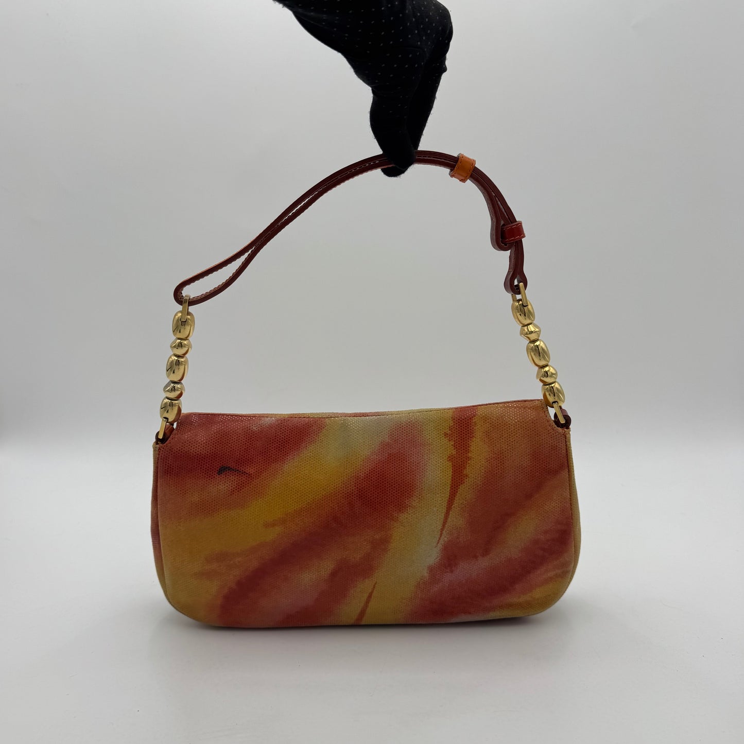 Christian Dior Orange and Red Sunset Malice Pearl Shoulder Bag GHW