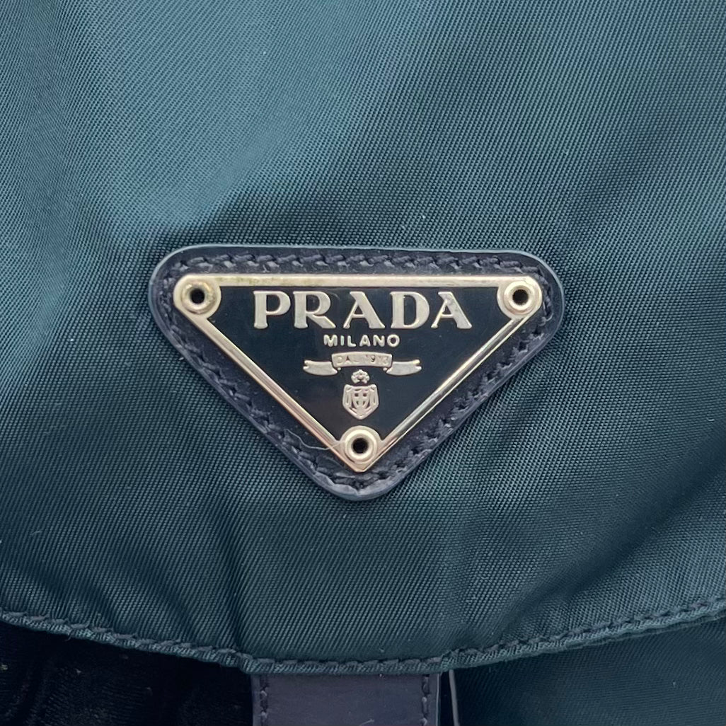 Prada Blue Green Nylon Small Backpack