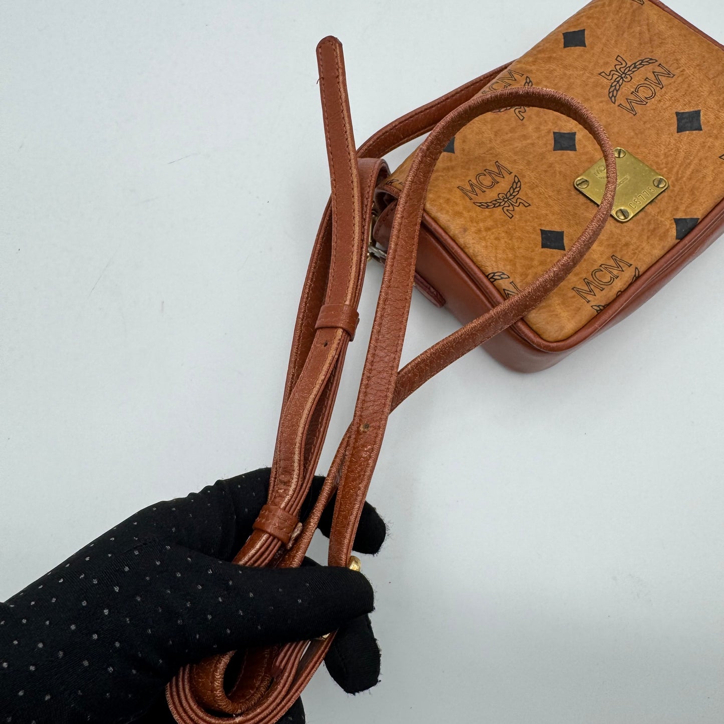 MCM Germany Cognac Flap Micro Crossbody