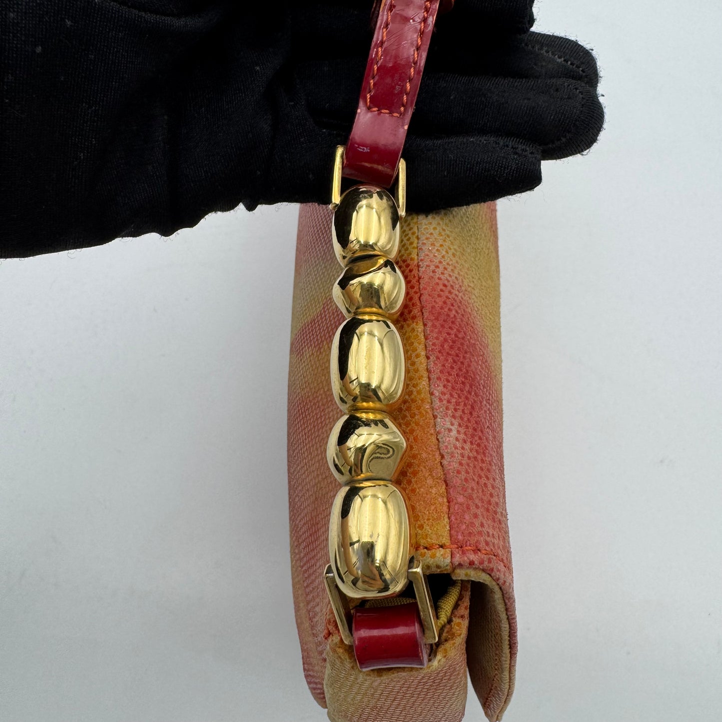 Christian Dior Orange and Red Sunset Malice Pearl Shoulder Bag GHW