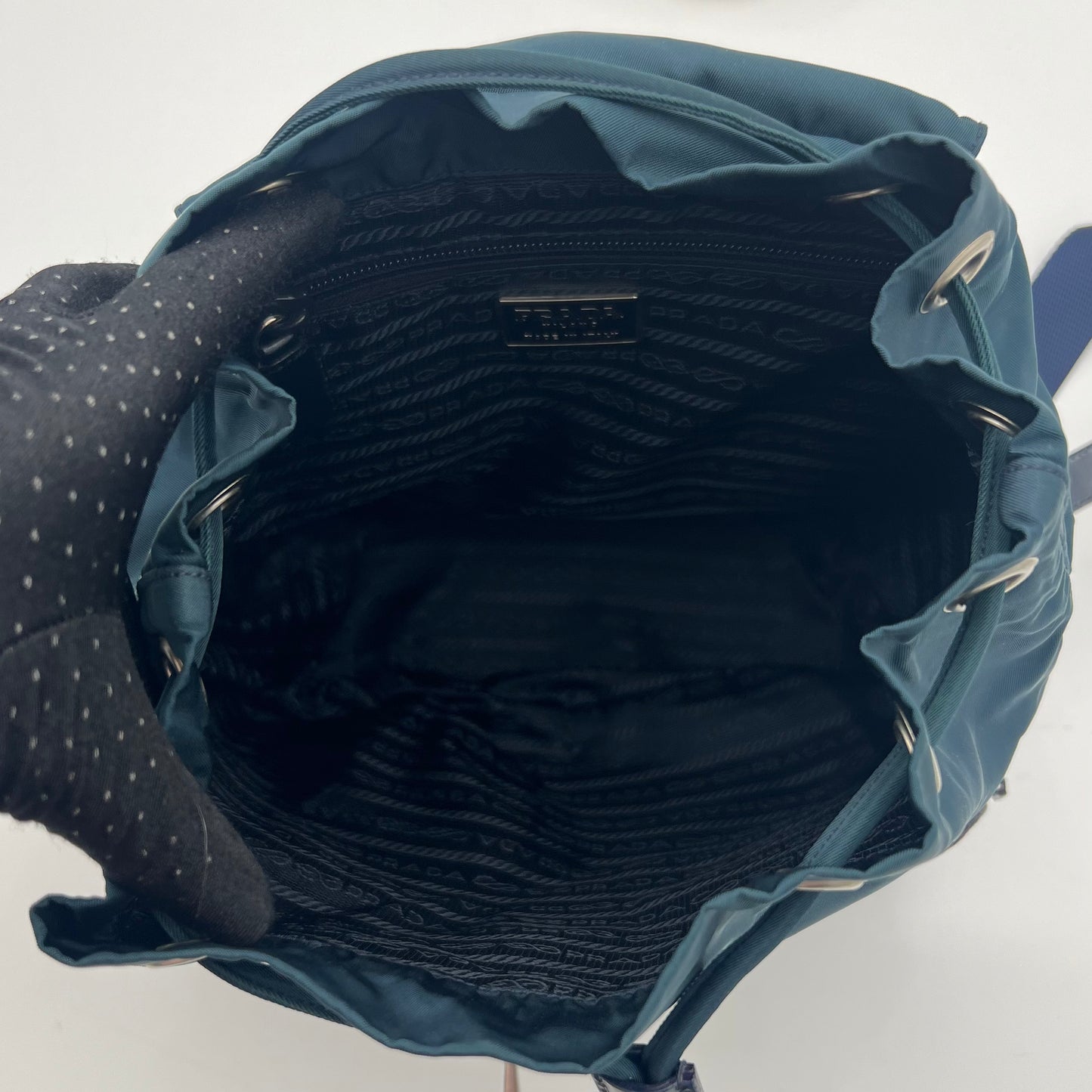 Prada Blue Green Nylon Small Backpack