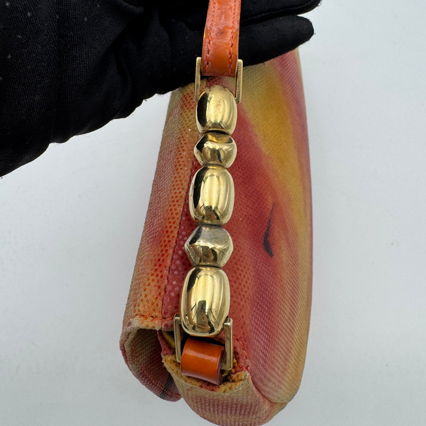 Christian Dior Orange and Red Sunset Malice Pearl Shoulder Bag GHW