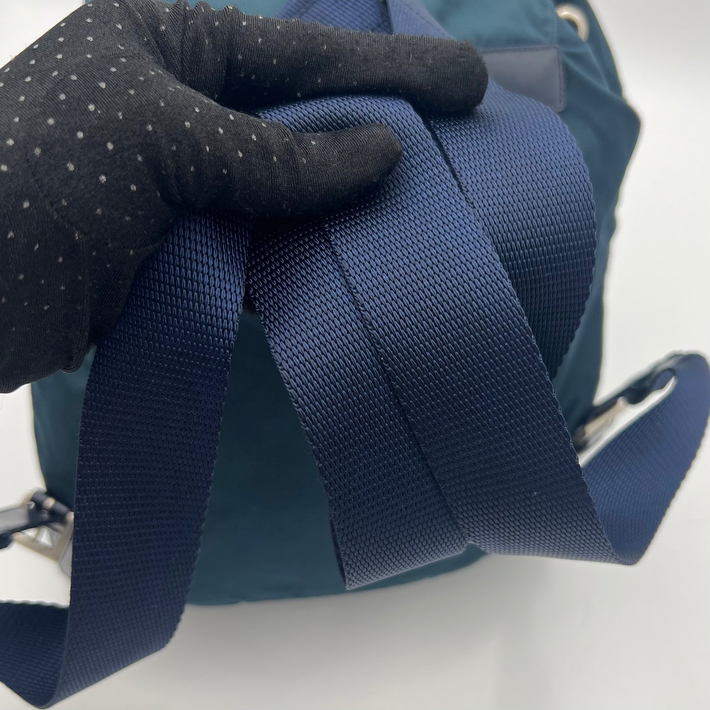 Prada Blue Green Nylon Small Backpack