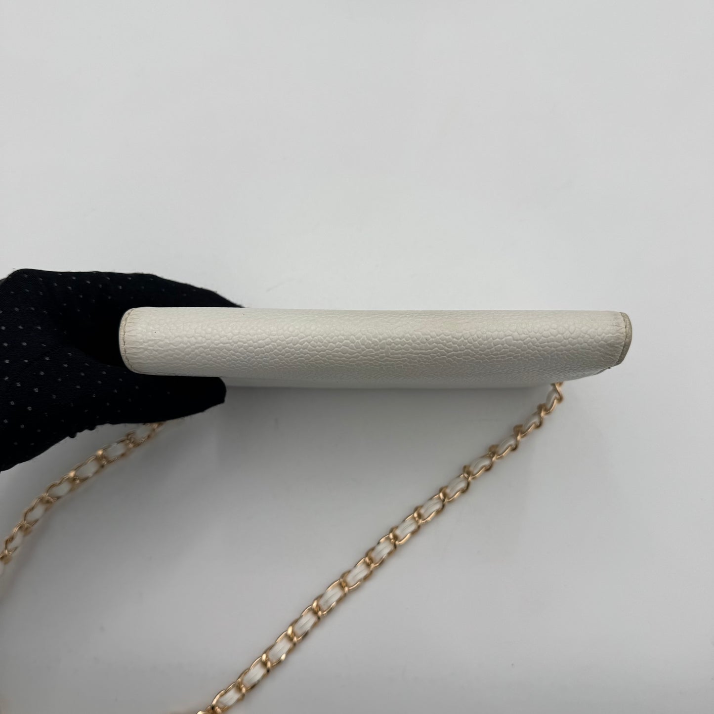 Chanel White Caviar Timeless CC Stitch Trifold Wallet
