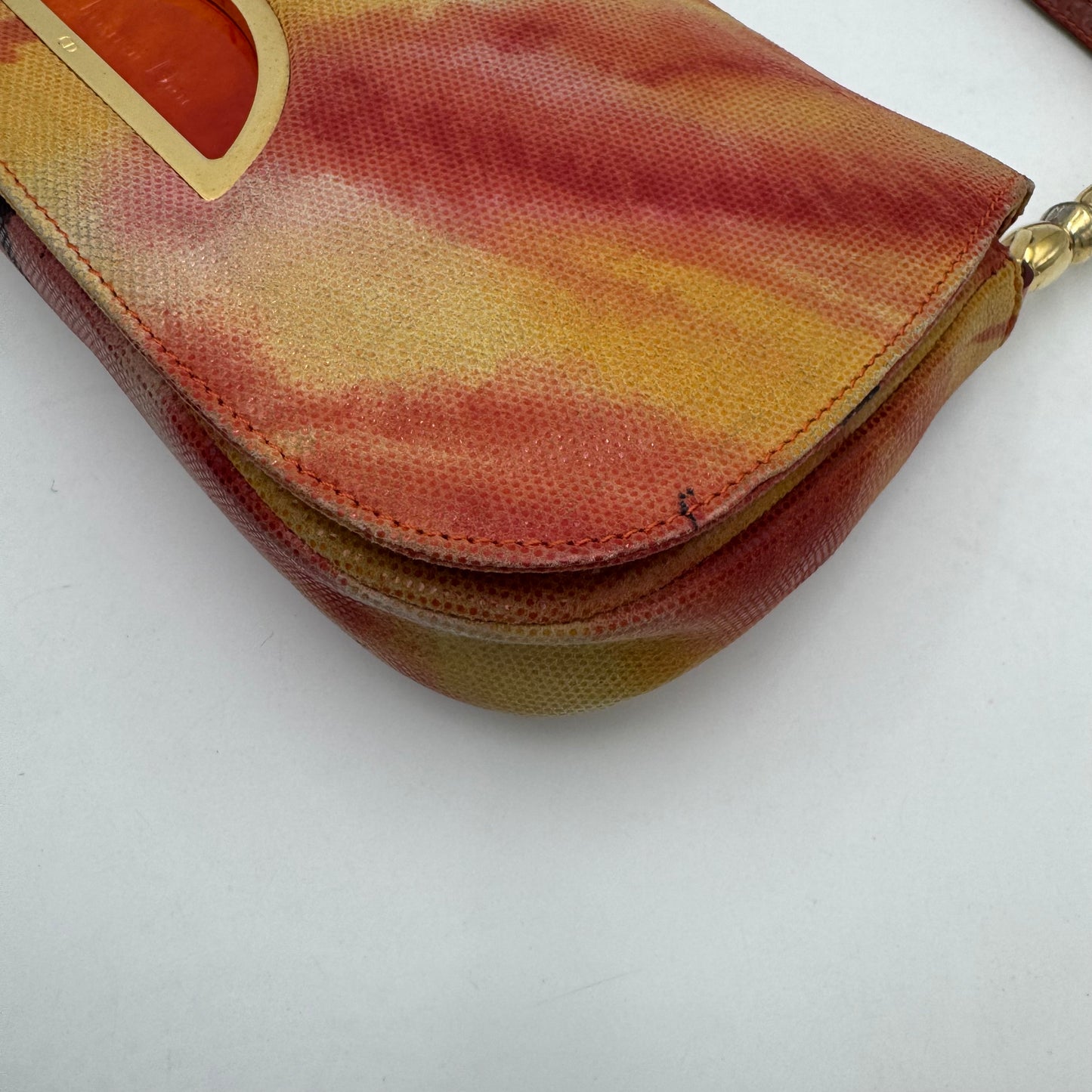 Christian Dior Orange and Red Sunset Malice Pearl Shoulder Bag GHW