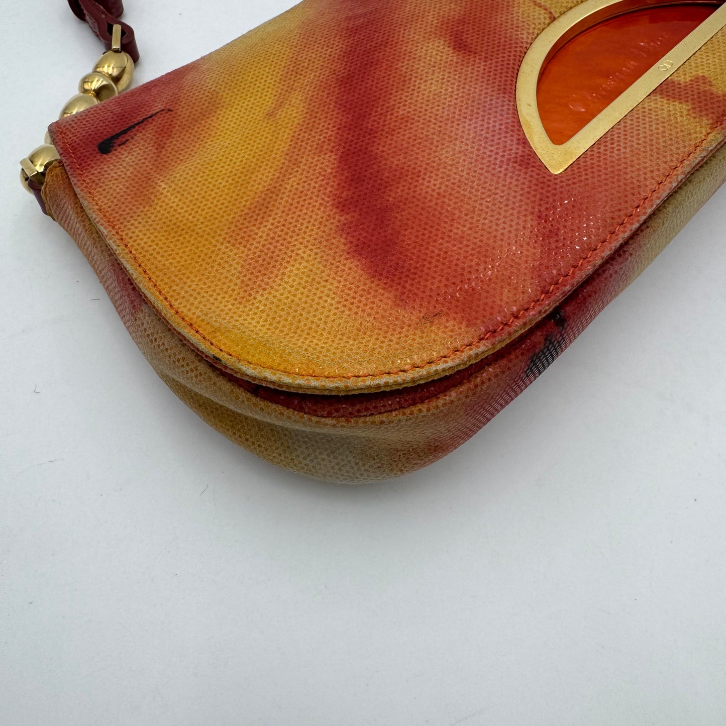 Christian Dior Orange and Red Sunset Malice Pearl Shoulder Bag GHW