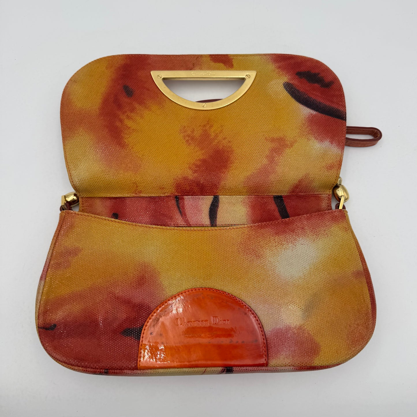 Christian Dior Orange and Red Sunset Malice Pearl Shoulder Bag GHW