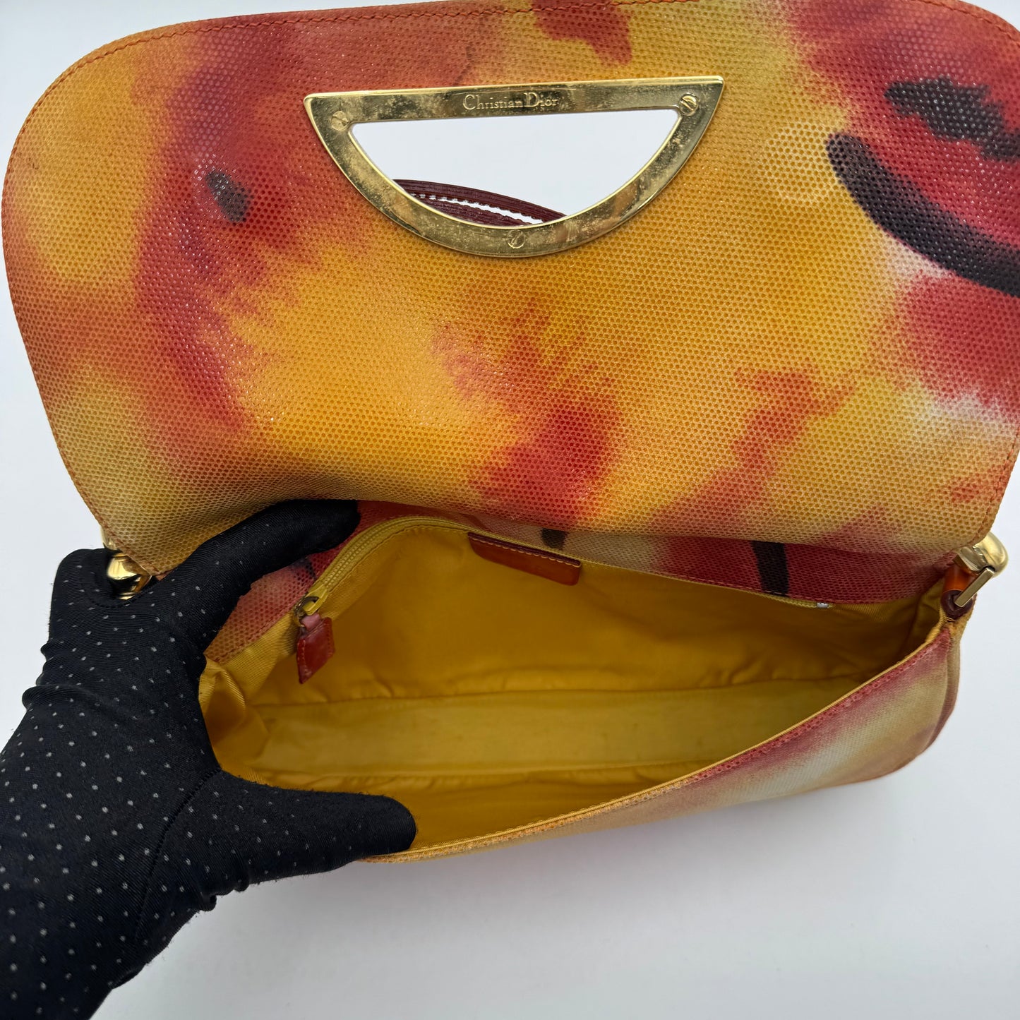Christian Dior Orange and Red Sunset Malice Pearl Shoulder Bag GHW