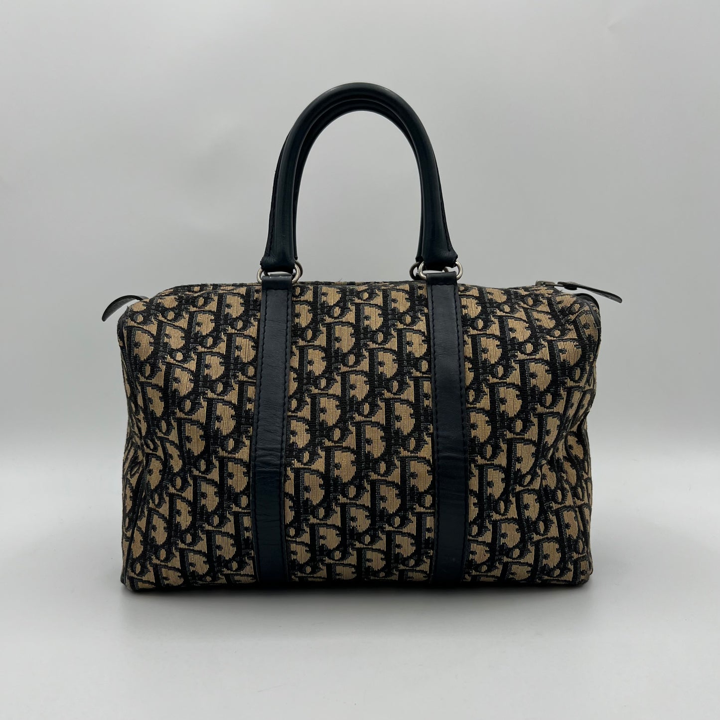 Christian Dior Vintage Blue Trotter Canvas and Leather Boston 30