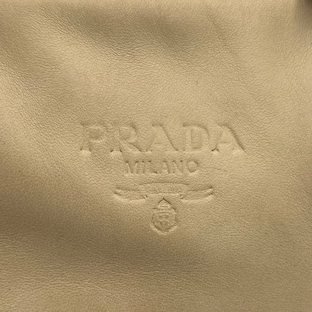 Prada Beige Lino Nappa Leather and Nylon Small Zip Chain Bag