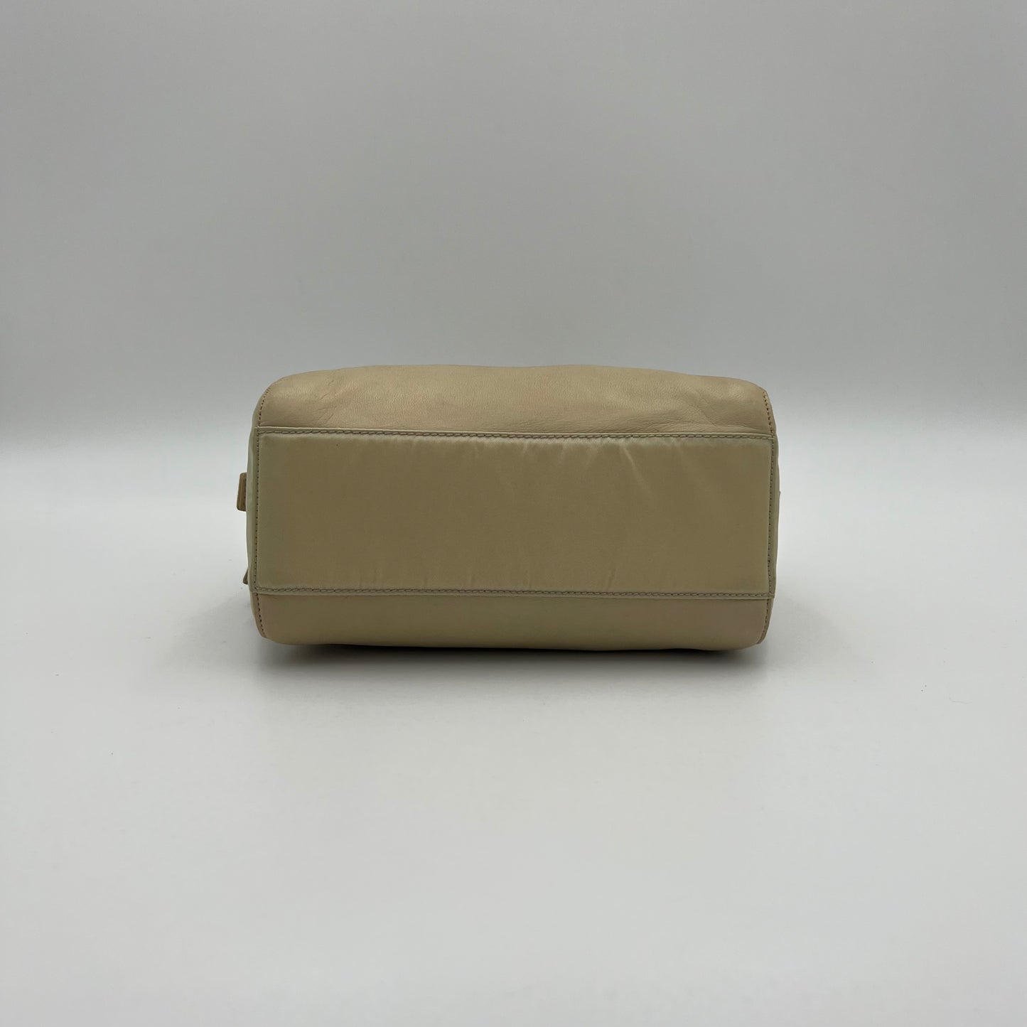 Prada Beige Lino Nappa Leather and Nylon Small Zip Chain Bag