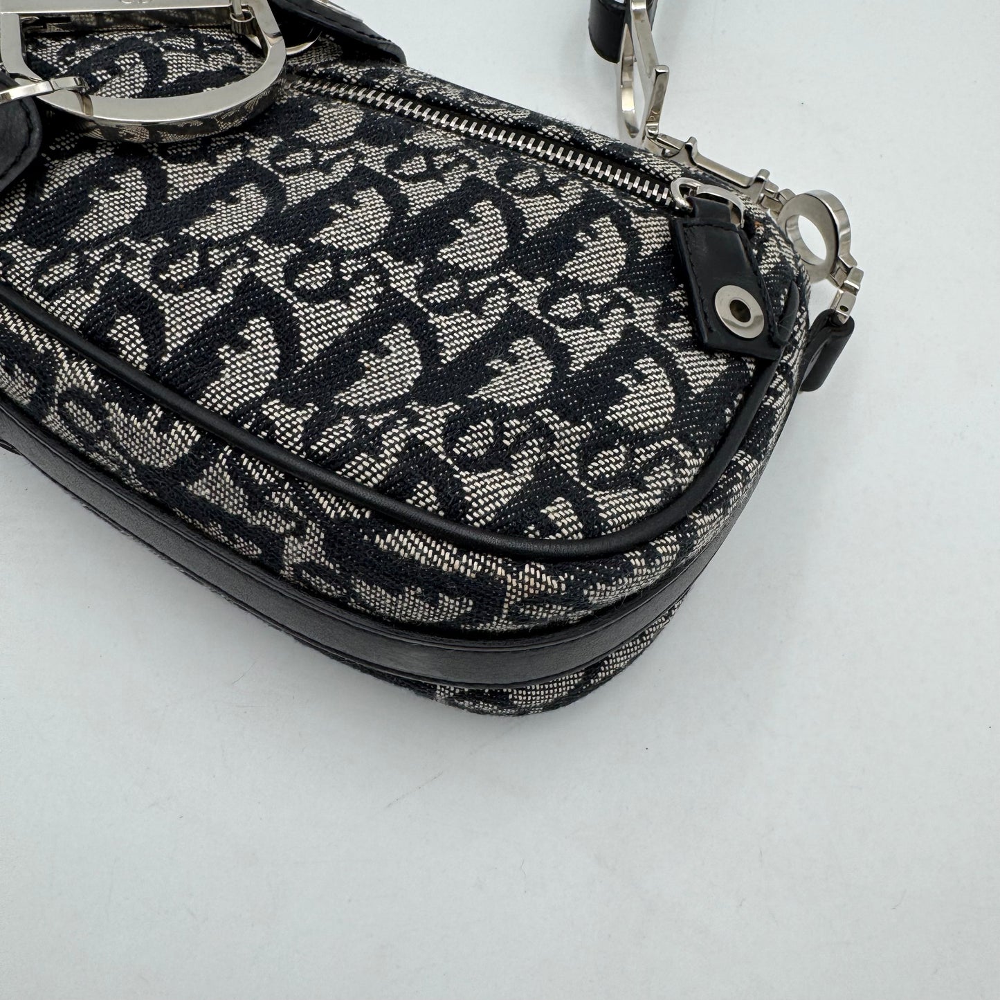 Christian Dior Black Oblique Canvas D Charm Spellout Shoulder Bag