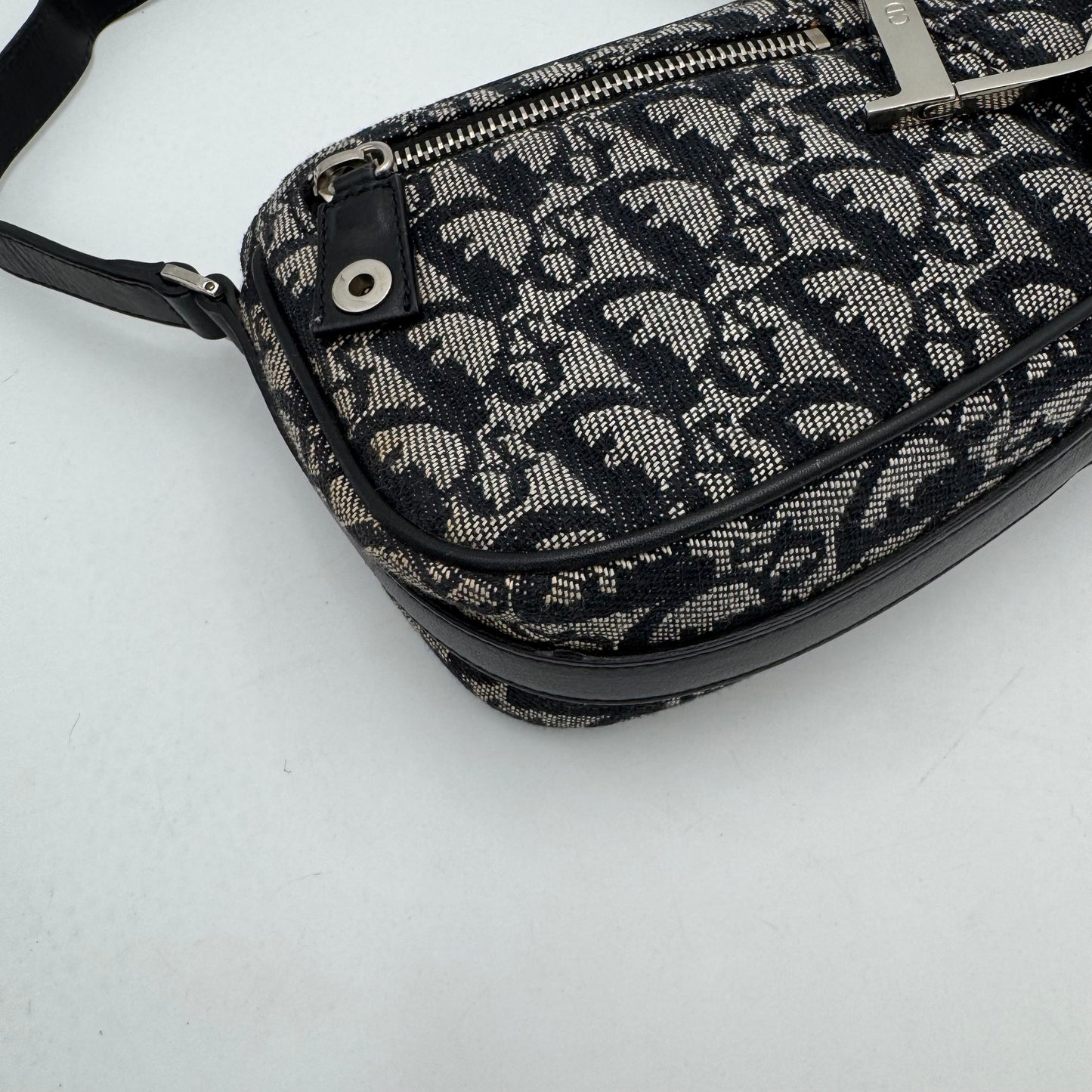 Christian Dior Black Oblique Canvas D Charm Spellout Shoulder Bag