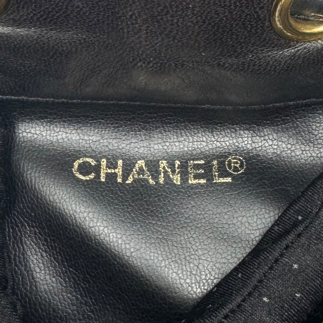 Chanel Vintage Black Lambskin Triple CC Drawstring Bucket Bag