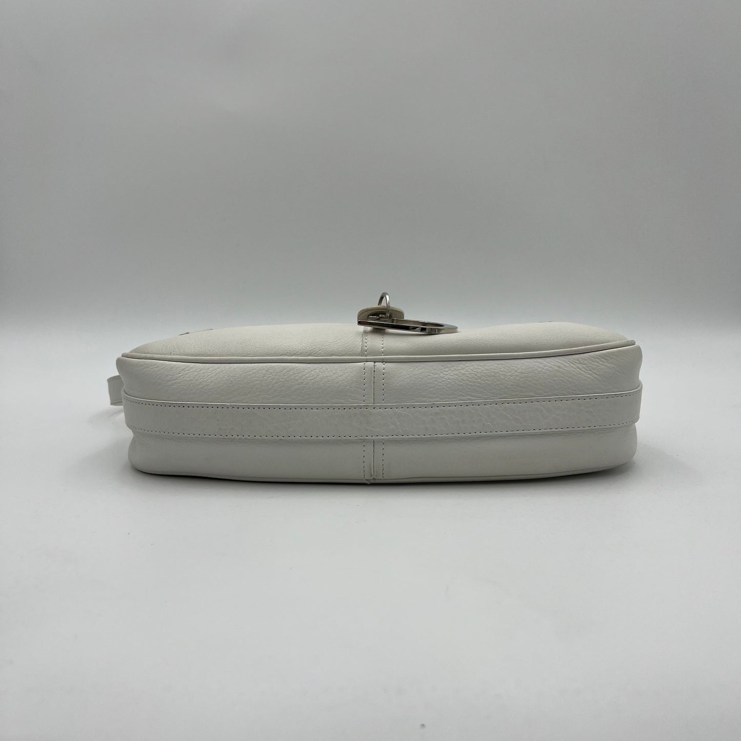 Christian Dior White Leather D Charm Spellout Shoulder Bag