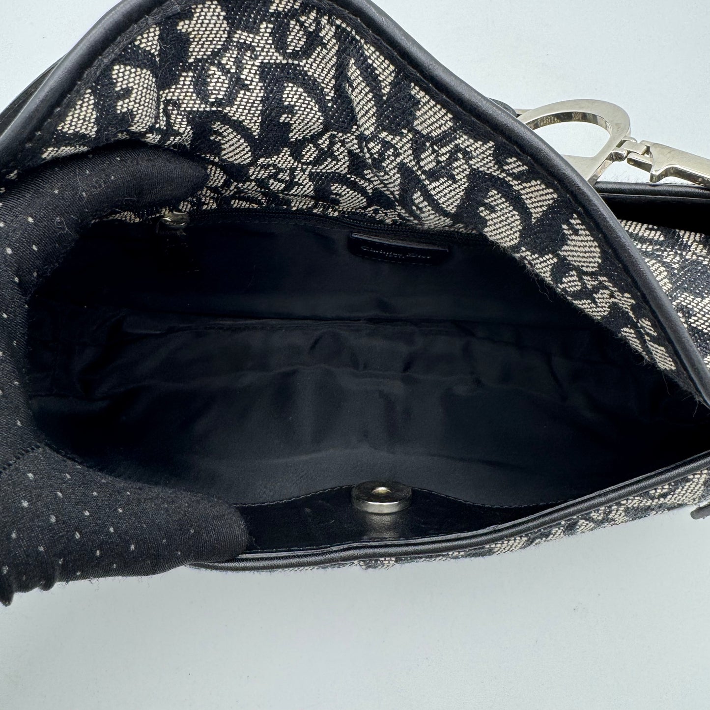 Christian Dior Black Oblique Canvas D Charm Spellout Shoulder Bag