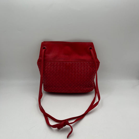 Bottega Veneta Red Intrecciato Shoulder Sling Bag