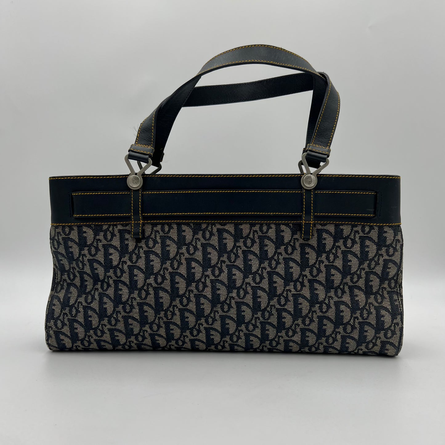 Christian Dior by John Galliano Navy Blue Trotter Canvas and Leather Jeans Pocket Handbag