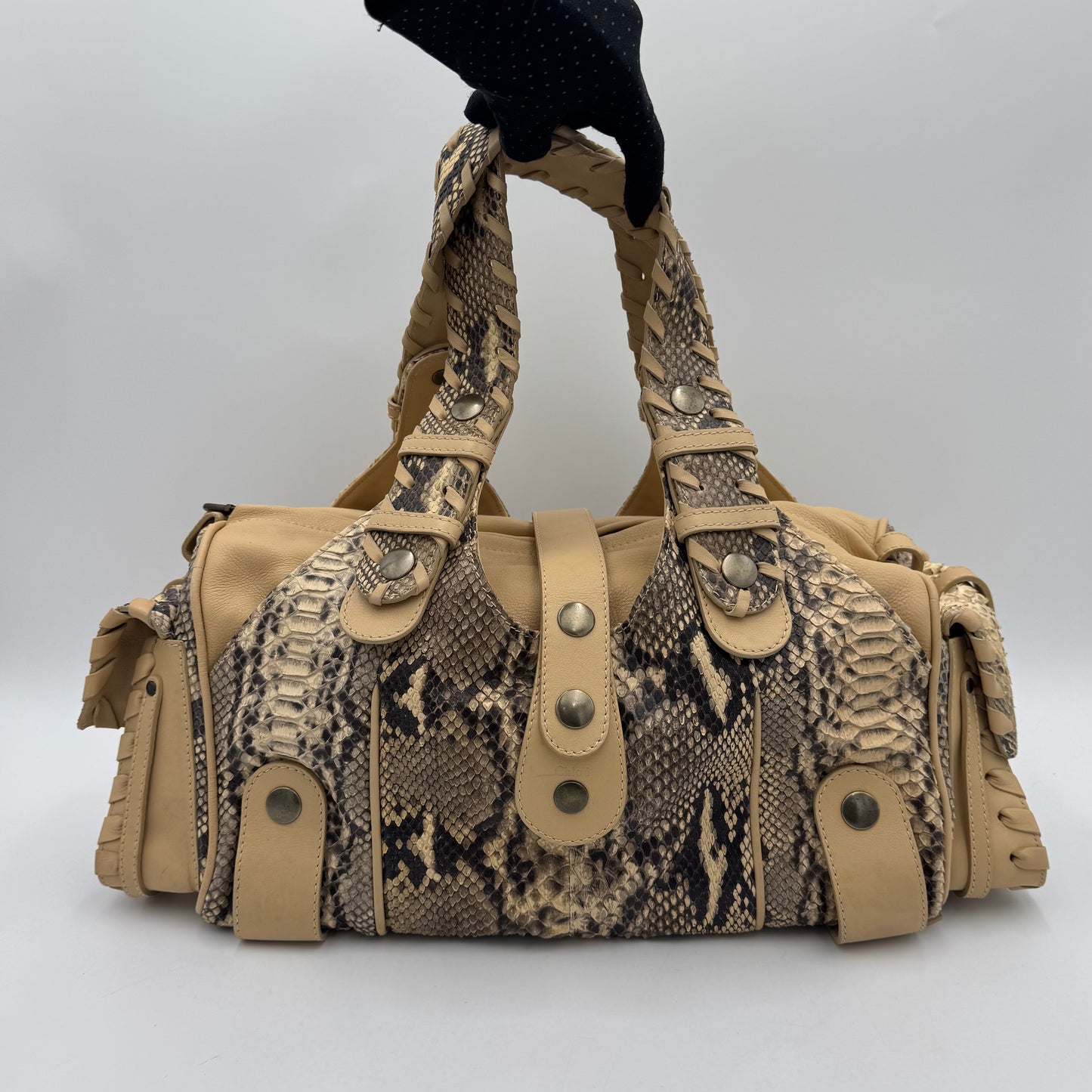 Chloe Beige Python and Leather Large Silverado