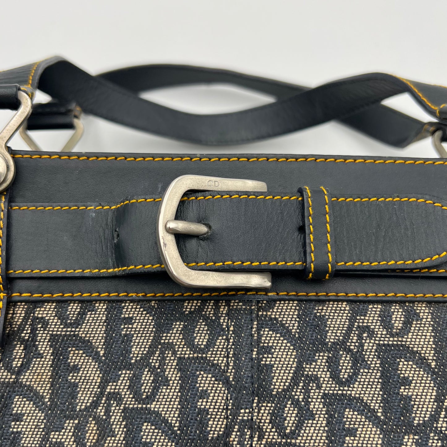 Christian Dior by John Galliano Navy Blue Trotter Canvas and Leather Jeans Pocket Handbag