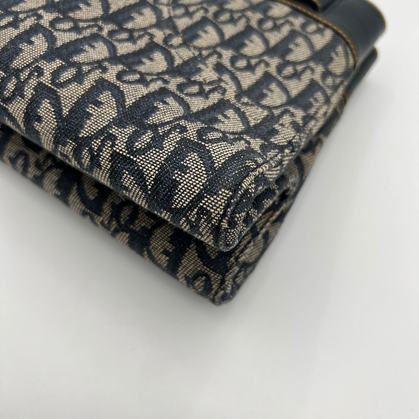 Christian Dior by John Galliano Navy Blue Trotter Canvas and Leather Jeans Pocket Handbag