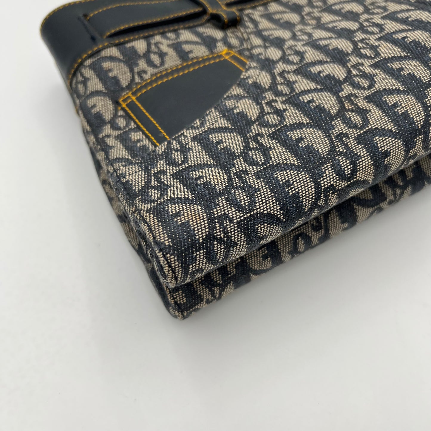 Christian Dior by John Galliano Navy Blue Trotter Canvas and Leather Jeans Pocket Handbag