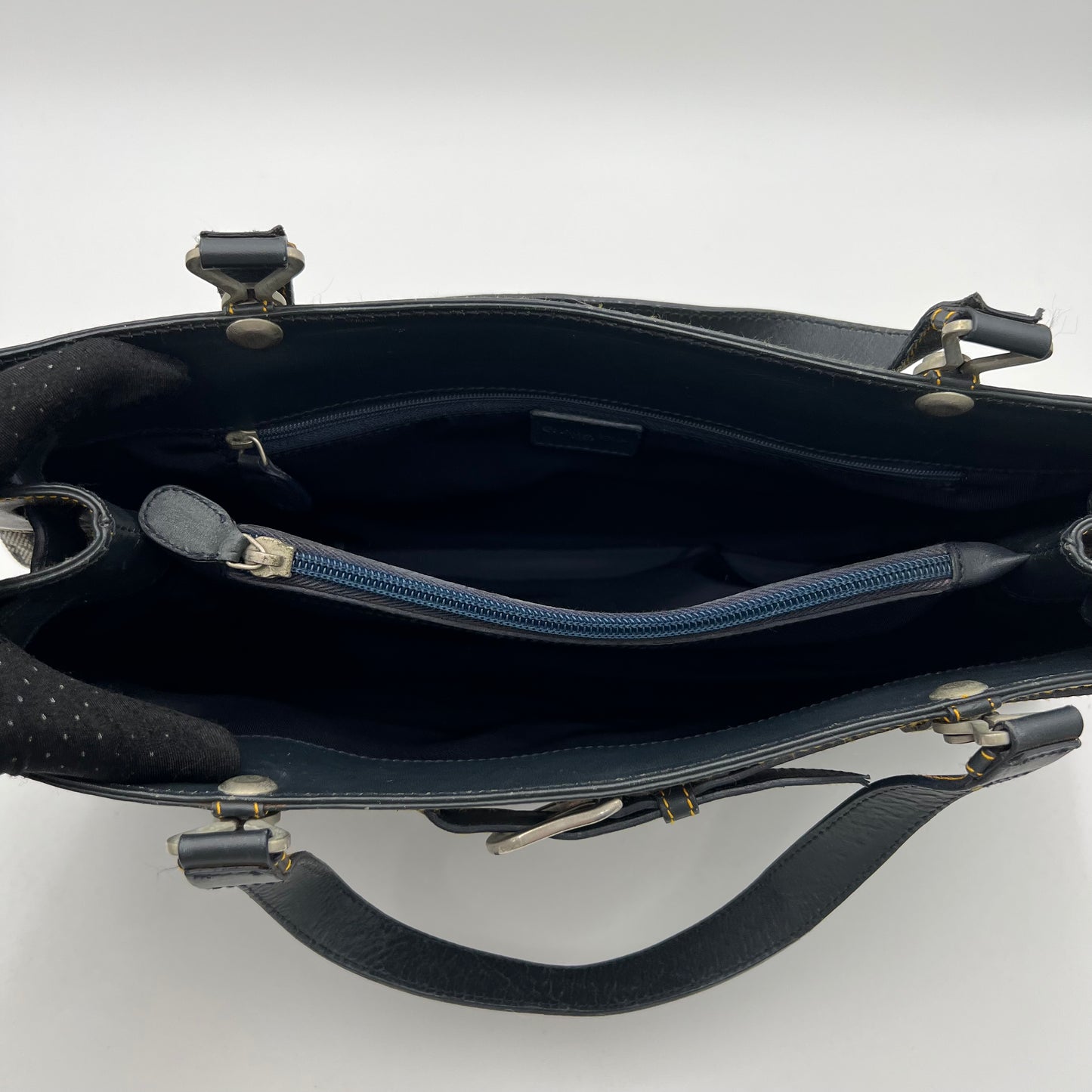 Christian Dior by John Galliano Navy Blue Trotter Canvas and Leather Jeans Pocket Handbag