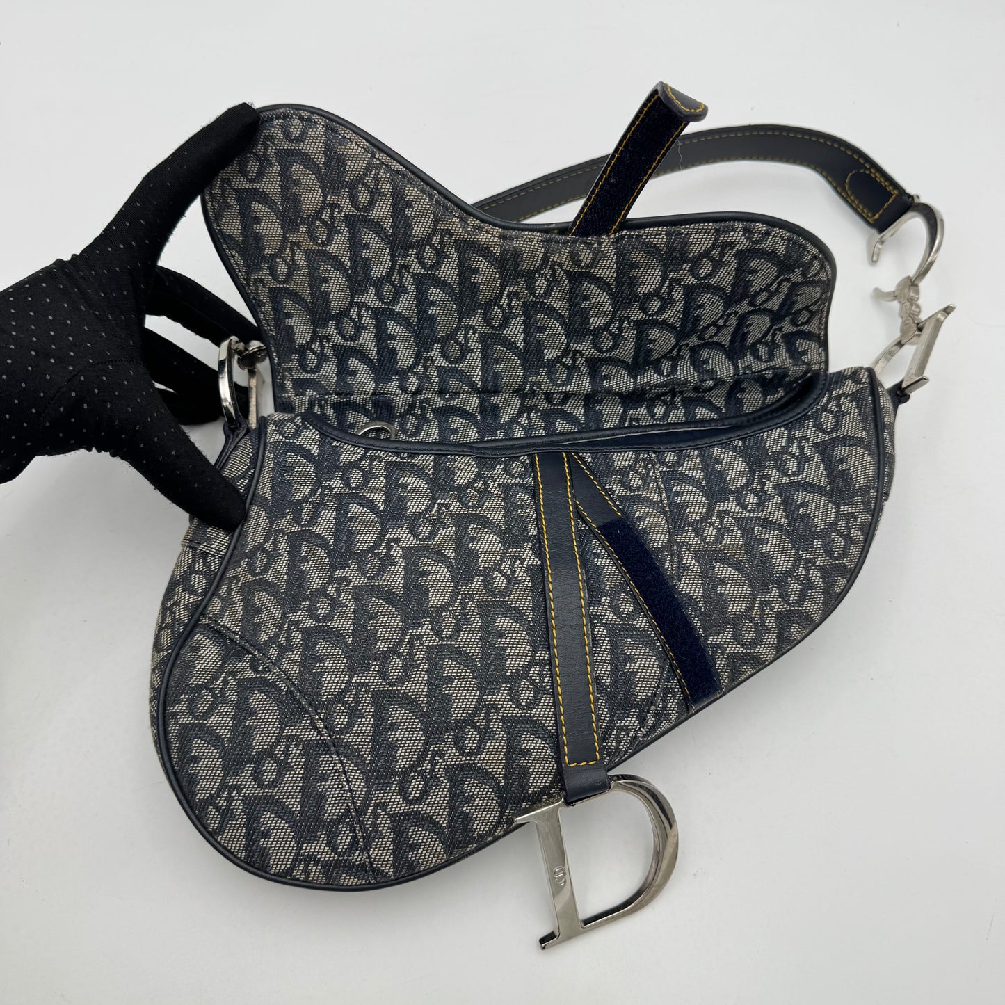 Christian Dior Blue Monogram Canvas Saddle SHW