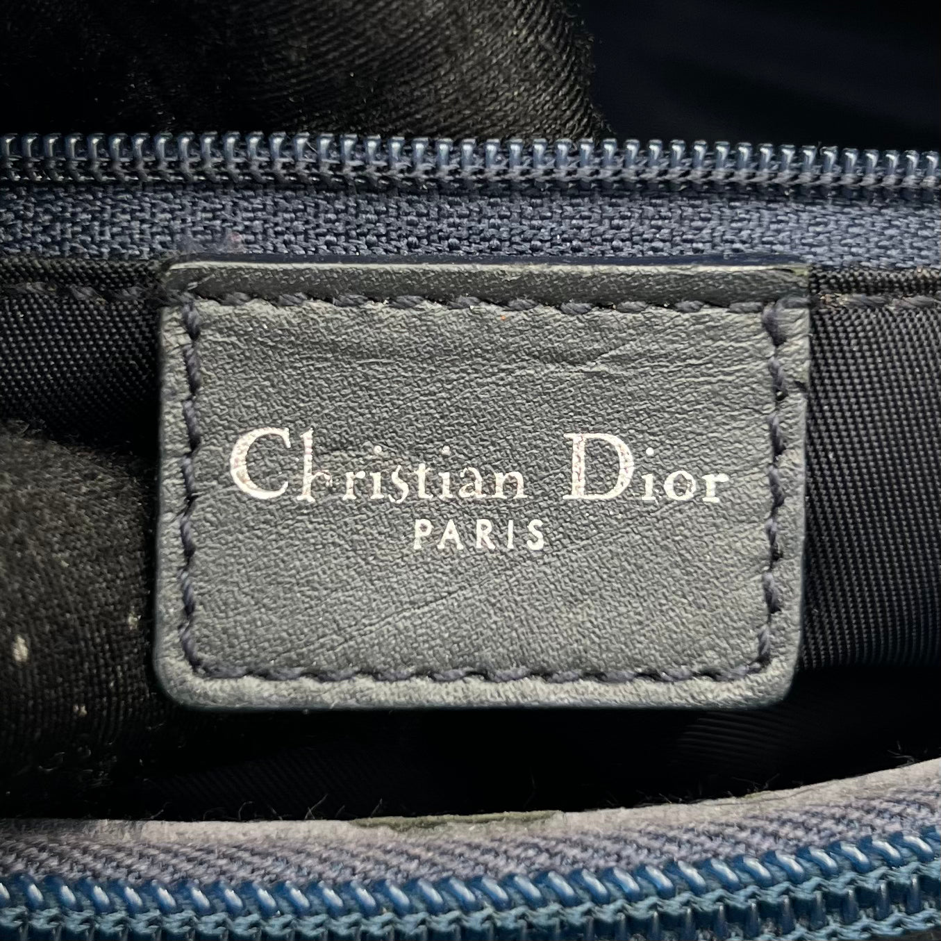Christian Dior by John Galliano Navy Blue Trotter Canvas and Leather Jeans Pocket Handbag