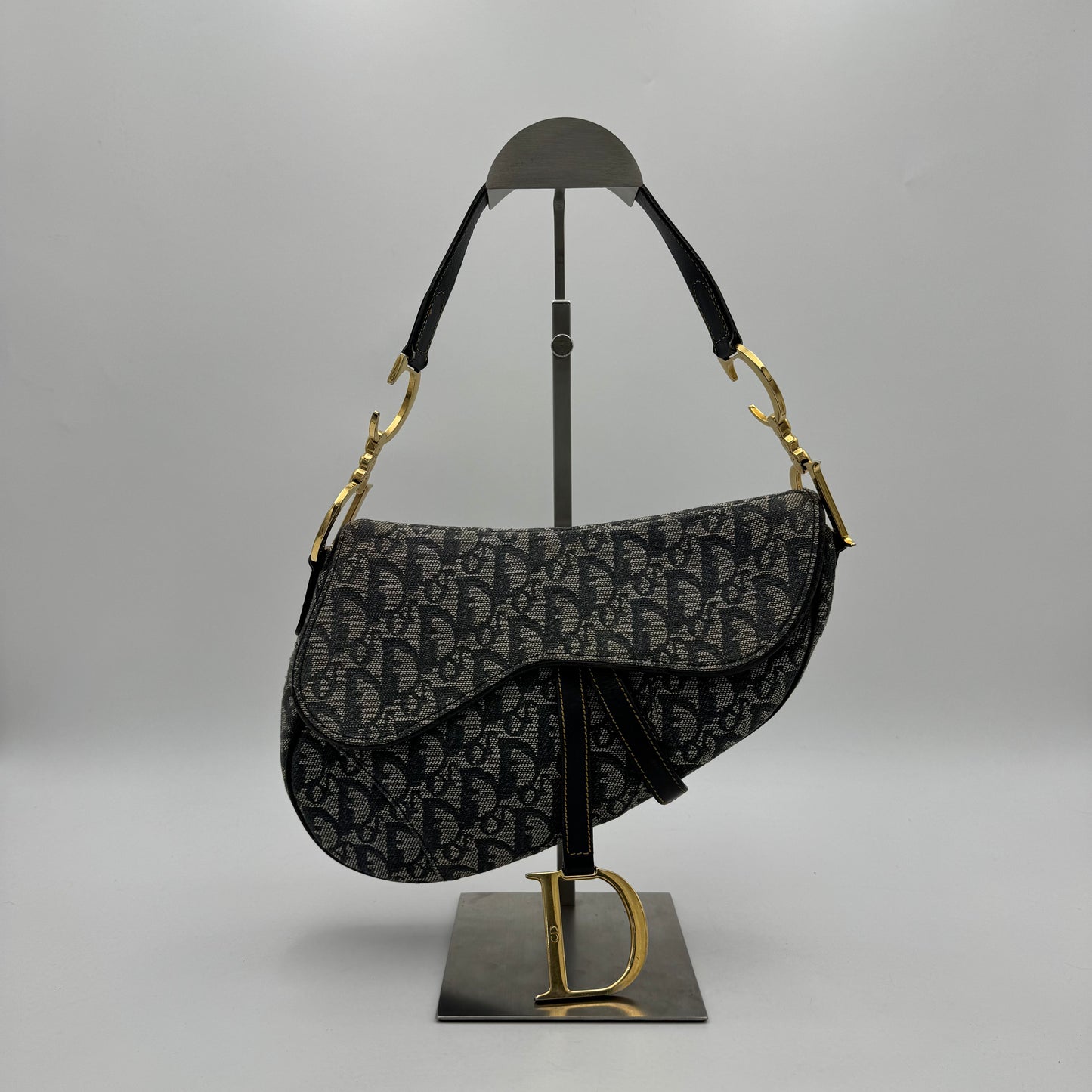 Christian Dior Blue Monogram Canvas Saddle GHW
