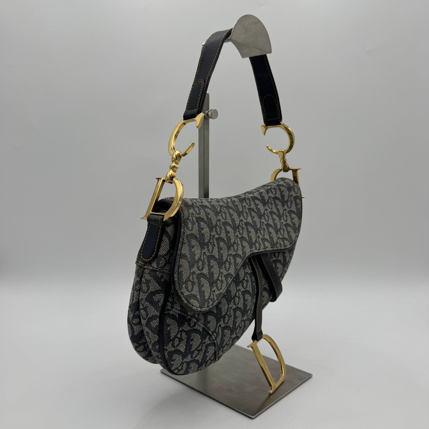 Christian Dior Blue Monogram Canvas Saddle GHW