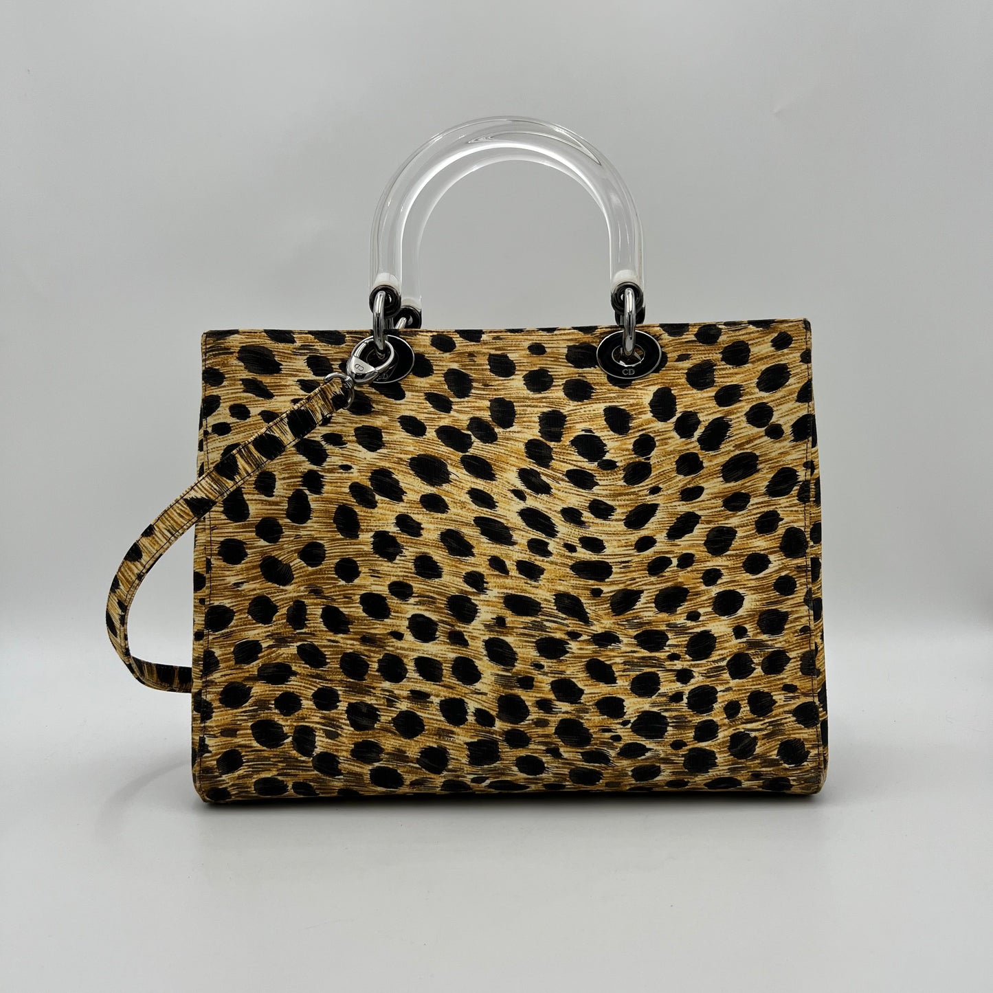 Christian Dior 1999 Leopard Print Nylon Large Lady Dior