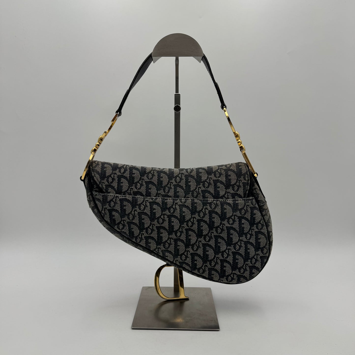 Christian Dior Blue Monogram Canvas Saddle GHW