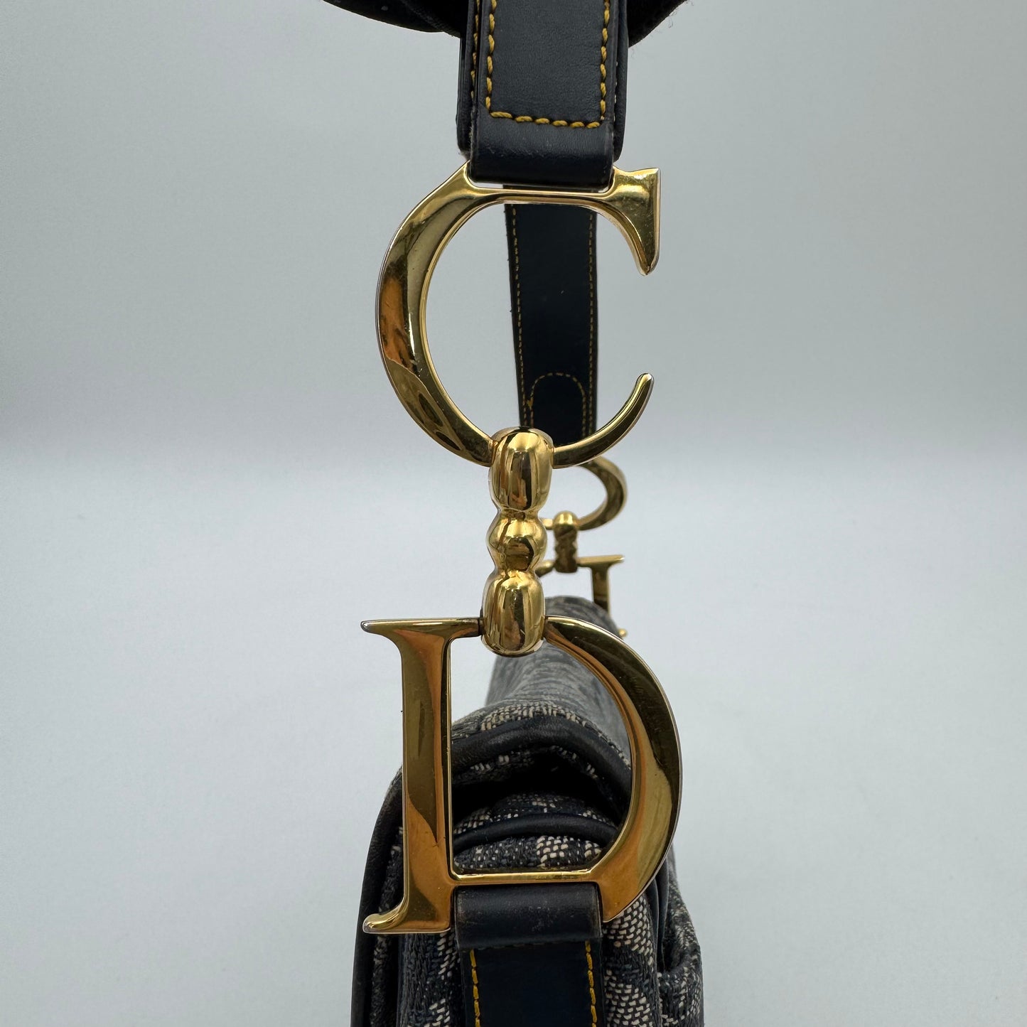Christian Dior Blue Monogram Canvas Saddle GHW