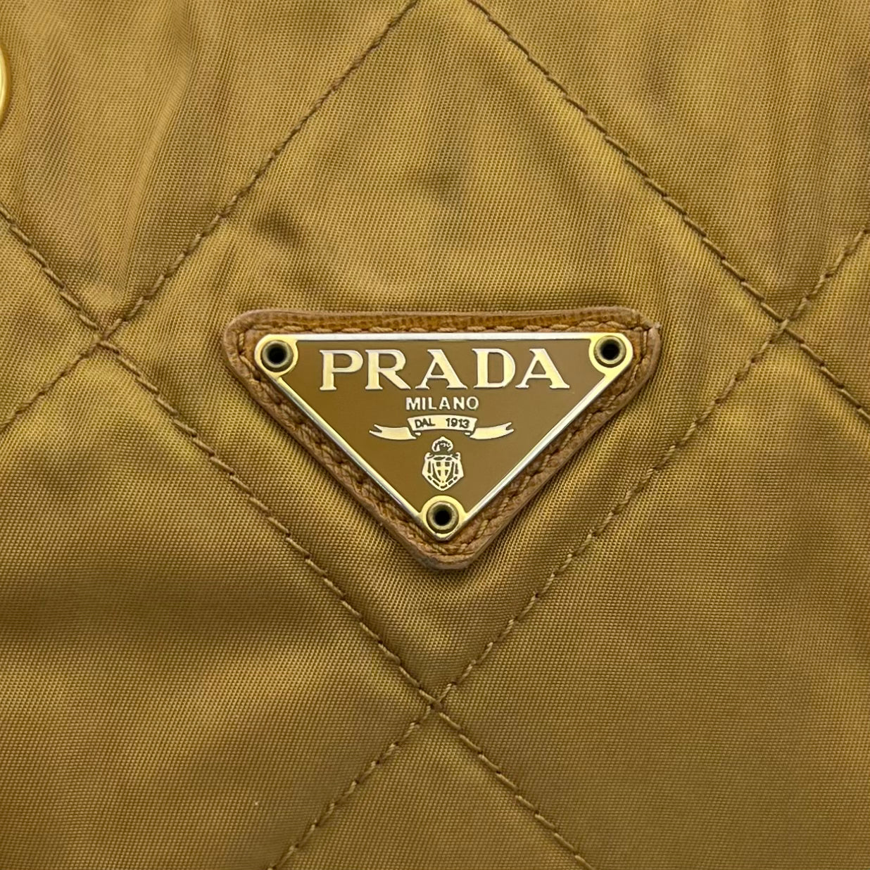 Prada Mustard Yellow Quilted Nylon Zip Chain Bag GHW