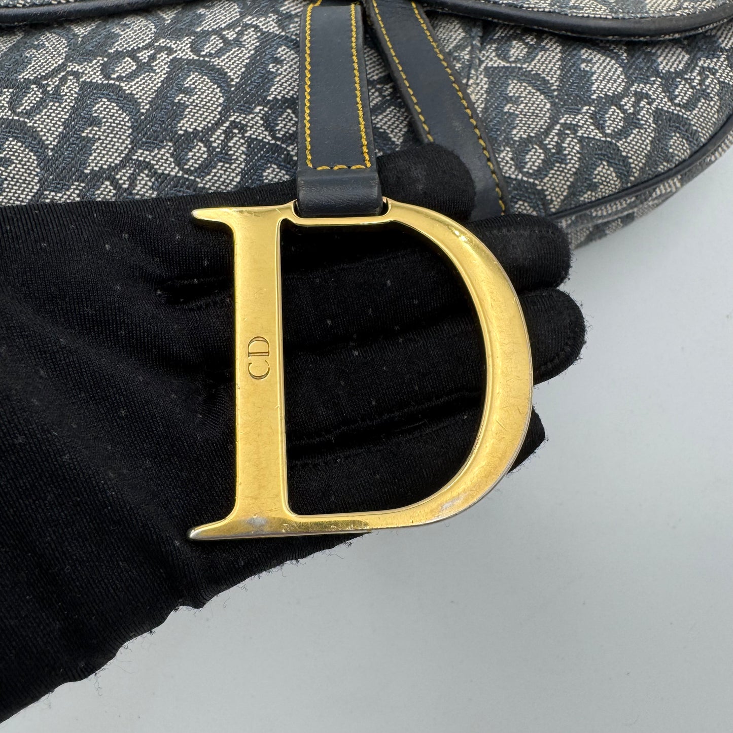 Christian Dior Blue Monogram Canvas Saddle GHW