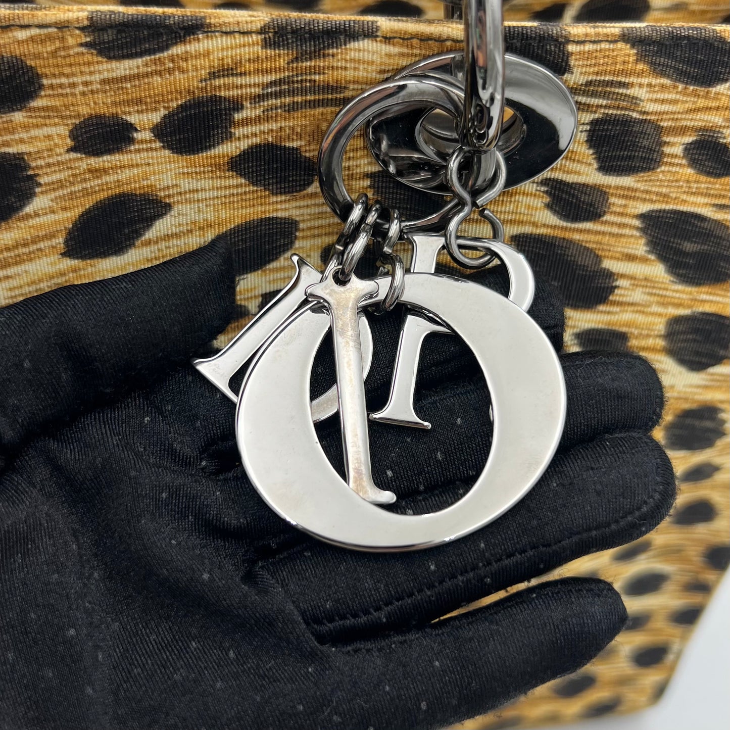 Christian Dior 1999 Leopard Print Nylon Large Lady Dior