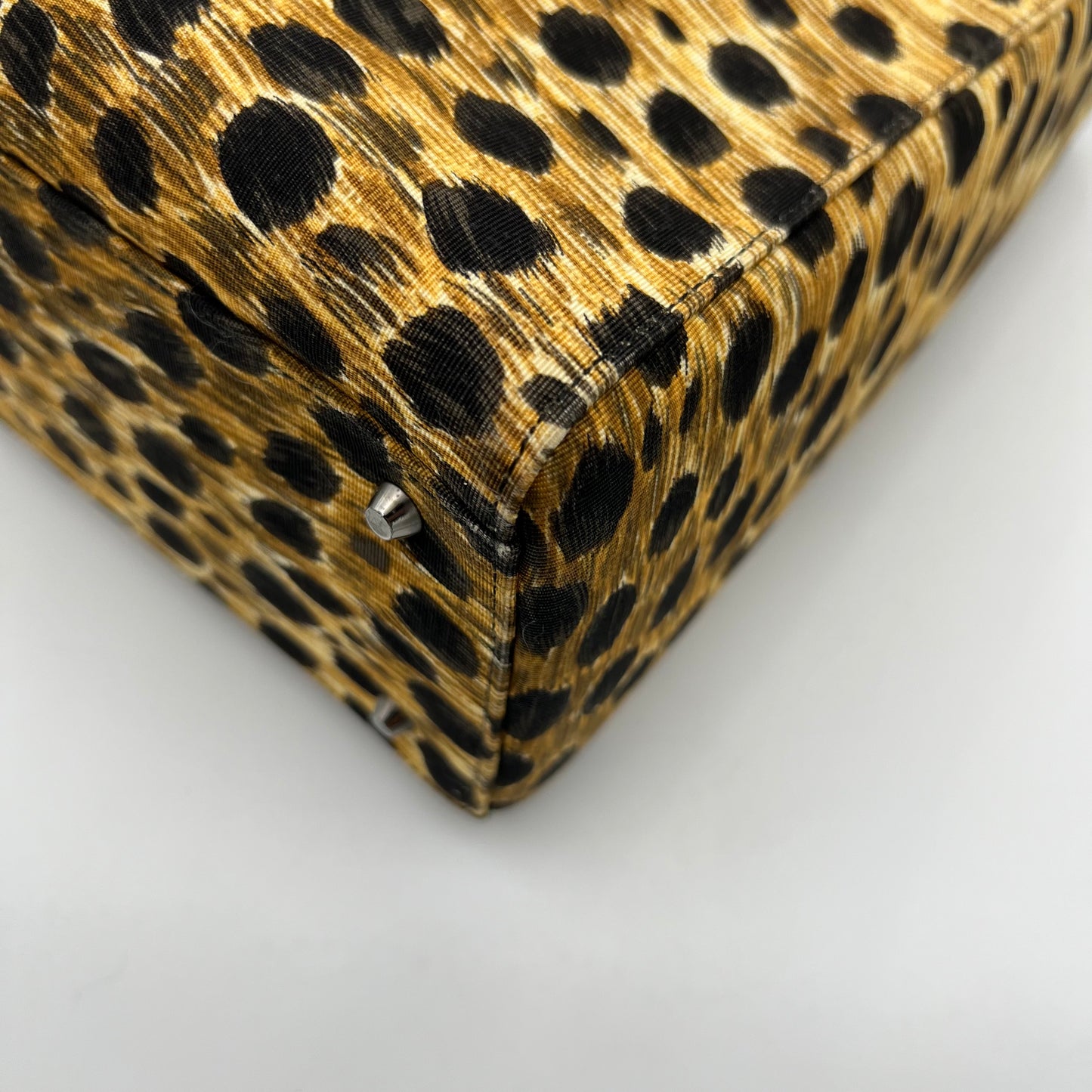 Christian Dior 1999 Leopard Print Nylon Large Lady Dior