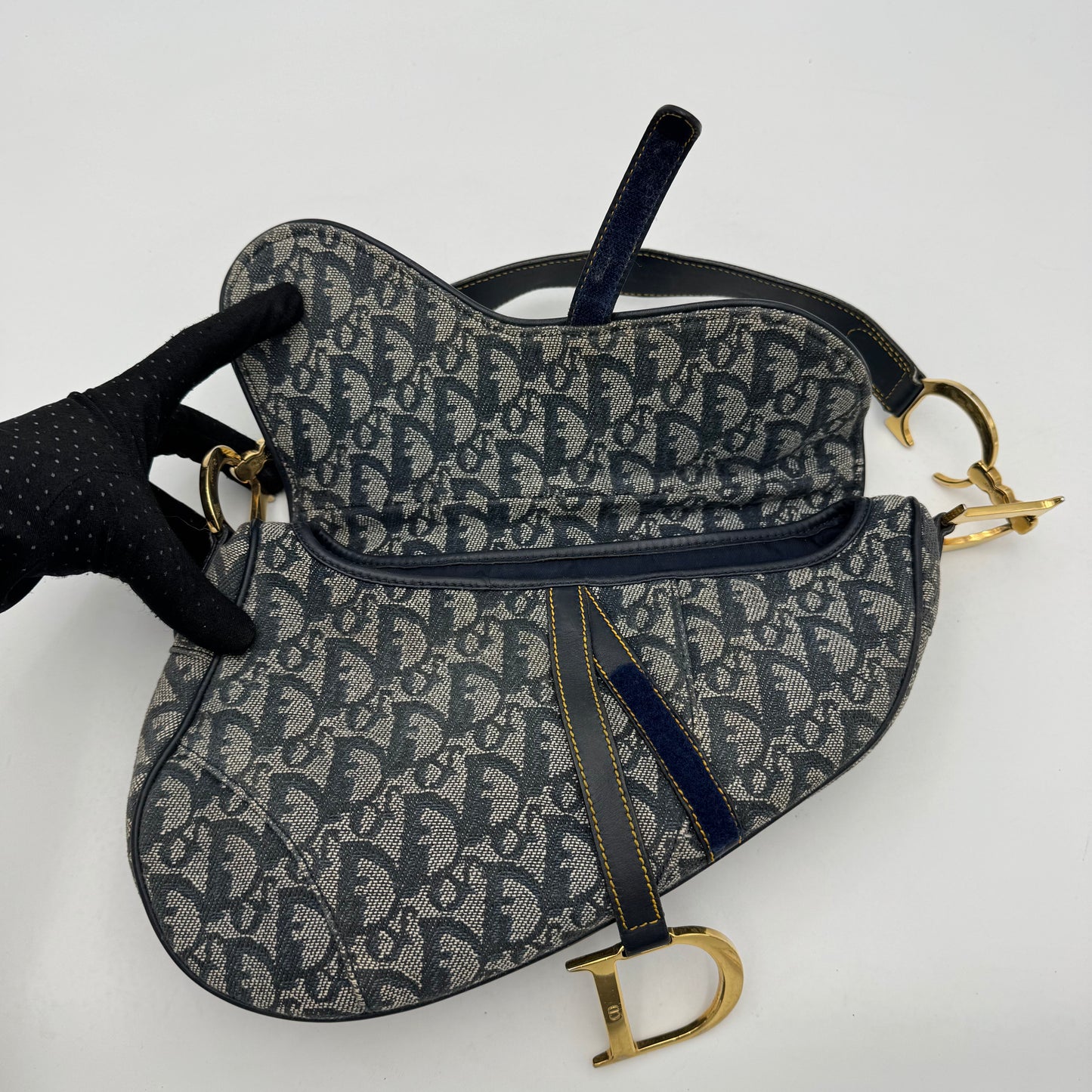Christian Dior Blue Monogram Canvas Saddle GHW