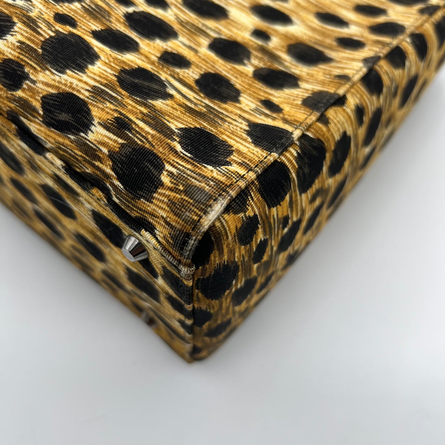 Christian Dior 1999 Leopard Print Nylon Large Lady Dior
