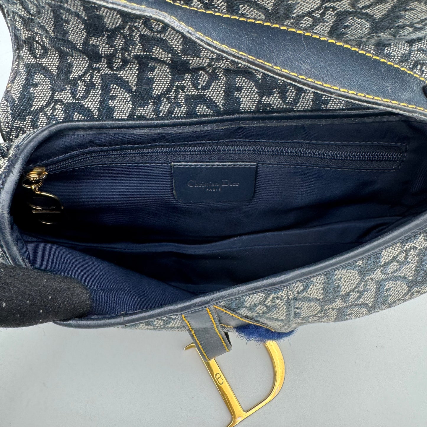Christian Dior Blue Monogram Canvas Saddle GHW