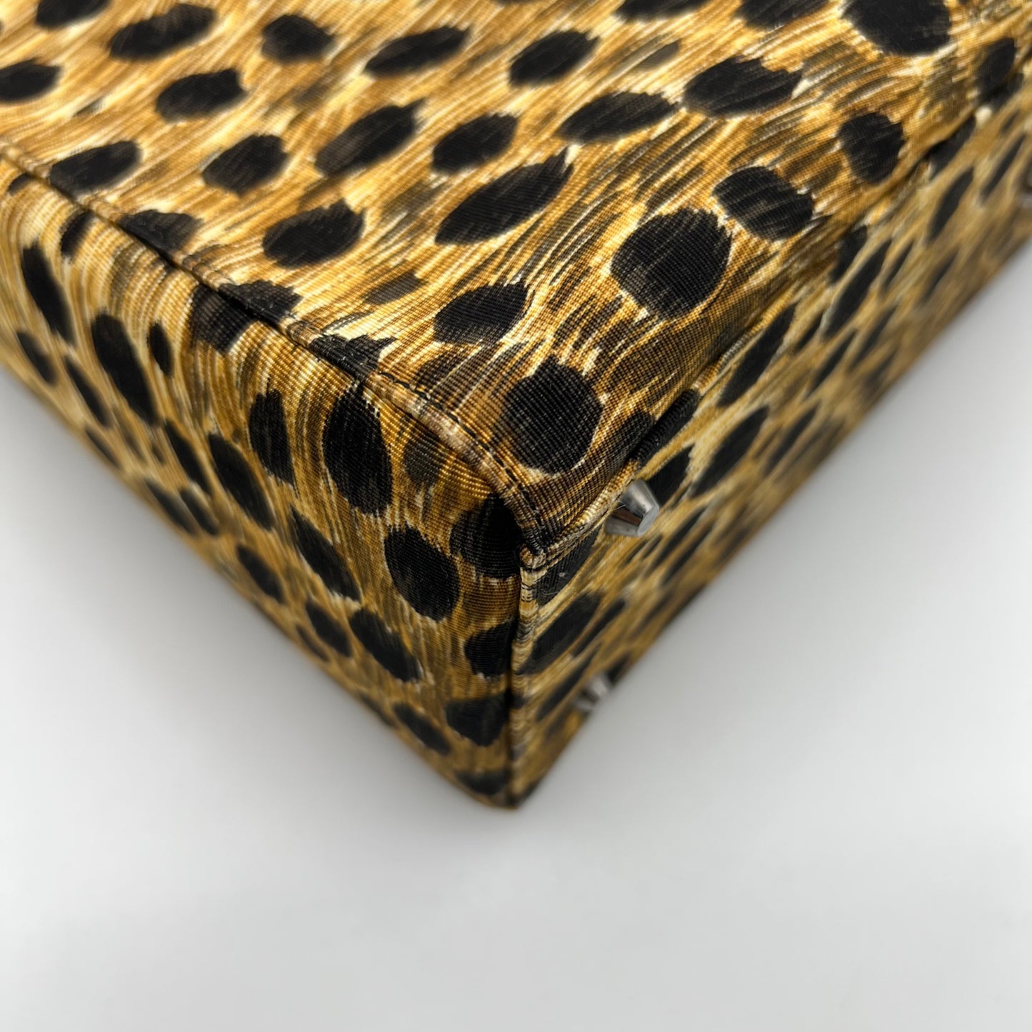 Christian Dior 1999 Leopard Print Nylon Large Lady Dior